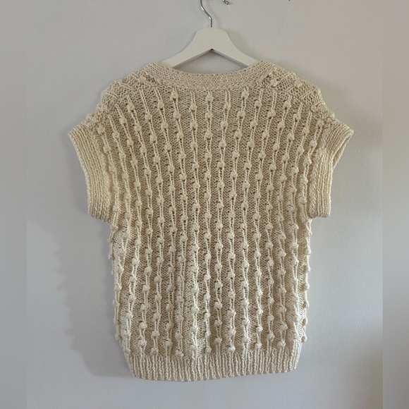 Vintage cream handknit short sleeve sweater - S-M - Picture 4 of 4